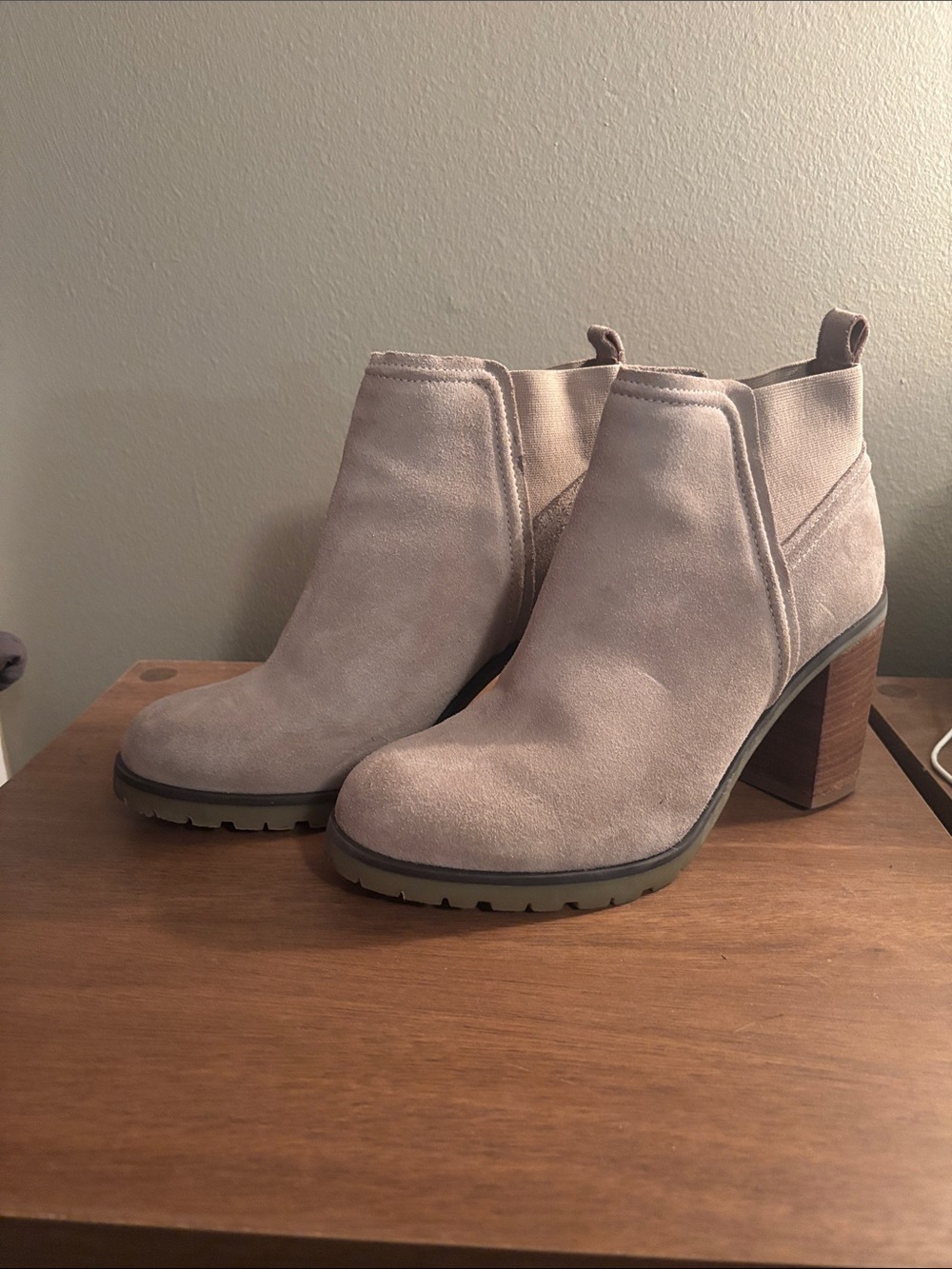 Crevo Charliee Suede Pull-on Ankle Boot Womens Beige Size 9 Buckle